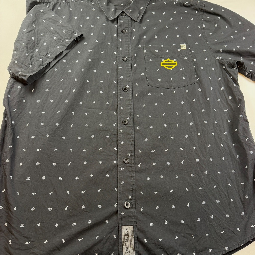 Harley-Davidson Shirt Mens 2XL All Over Graphic Short Sleeve Slim Fit 96243-20VH
